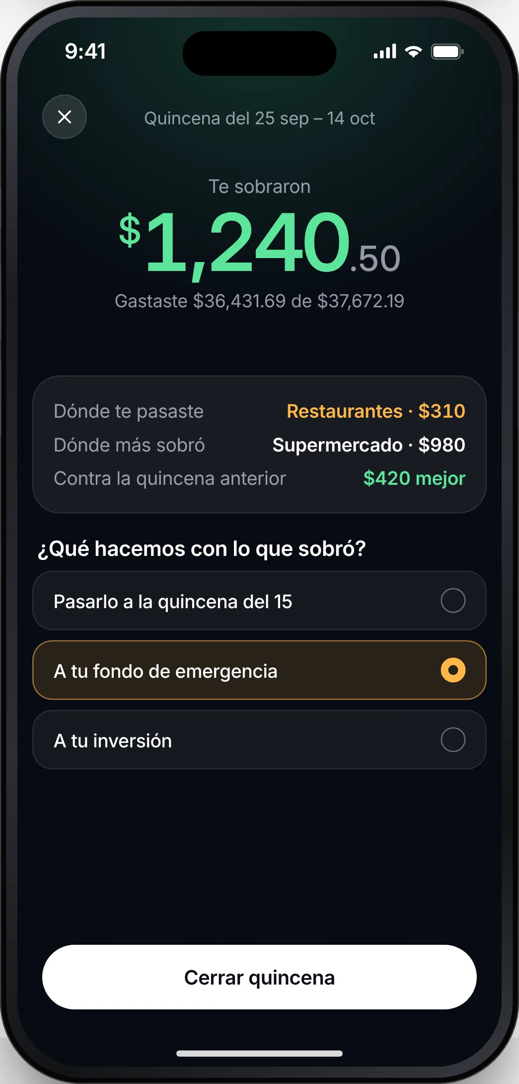 Pay period closing screen